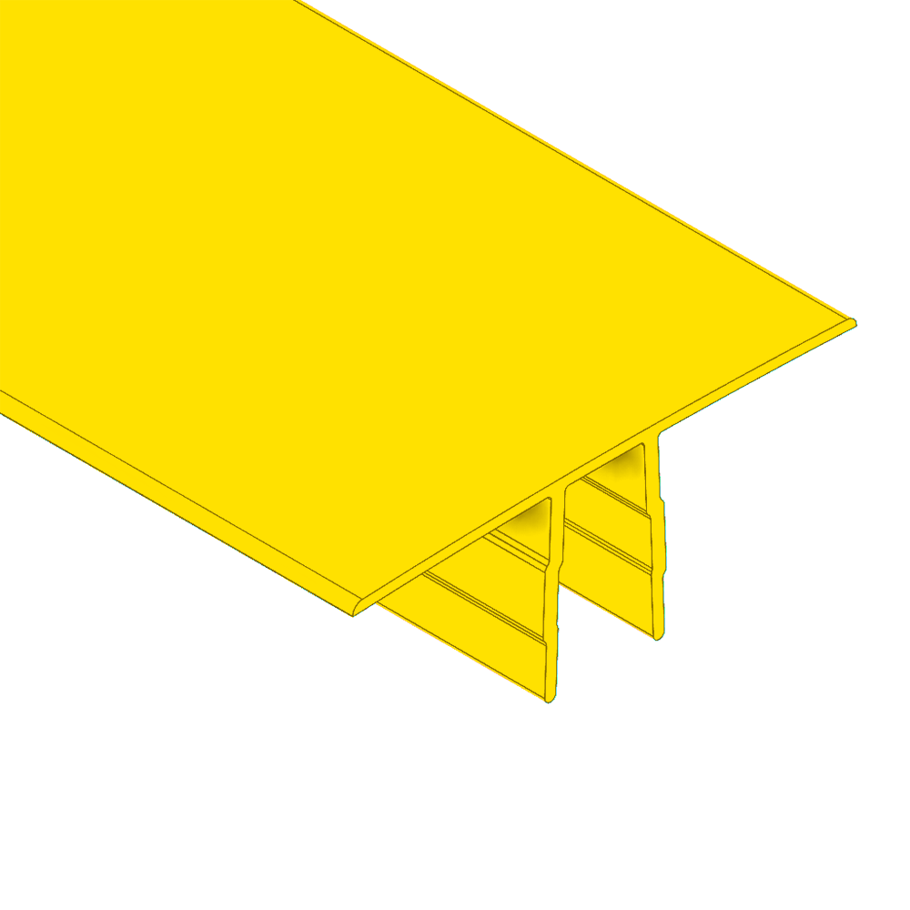 61-090-2 MODULAR SOLUTIONS PVC COVER PROFILE YELLOW 40MM, 8 FOOT LENGTH